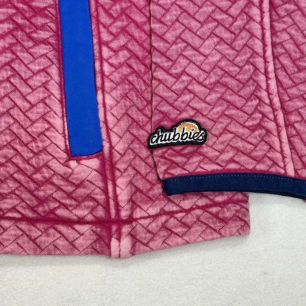 NWT Chubbies The Let Me Pink Blue 1/4 Zip Quilted Jacket Fleece‎ Mens XL